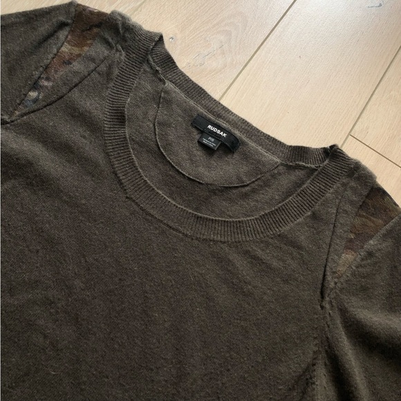 Rudsak Robe Femme Camouflage Detailed Shoulder Knit Dress in Army Green Size S - Picture 5 of 14